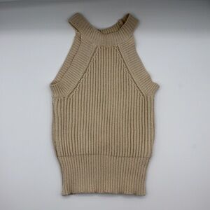 Brandy Melville Ribbed Knit Top in Beige